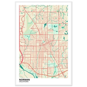 Norman Oklahoma Modern City Map Print