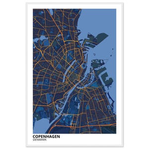 Kopenhagen Dänemark Stadt Karte Poster | Personalisierter Druck | Minimalistische moderne Wandkunst | Wohndekor