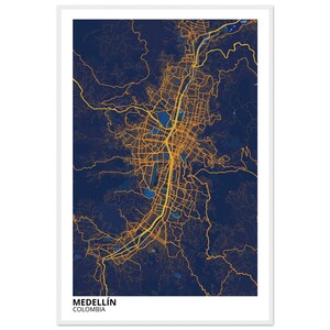 Medellín Colombia Modern City Map Print