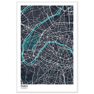 Paris France Modern City Map Print