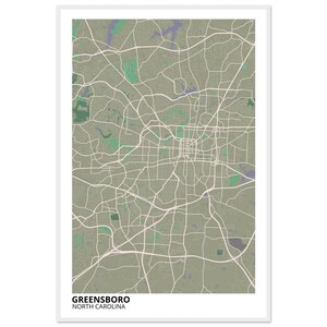 Greensboro North Carolina Modern City Map Print