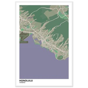 Honolulu Hawaii Modern City Map Print