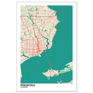 Pensacola Florida Modern City Map Print