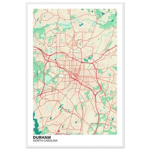 Durham North Carolina Modern City Map Print