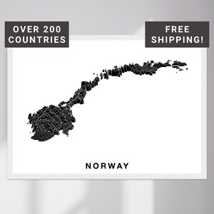 Norway Elevation Map Poster Print | Minimalist Topographic Relief Wall Art | Home Office Decor | New Home Housewarming Gift