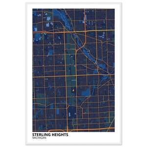 Sterling Heights Michigan Modern City Map Print