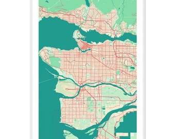 Vancouver Canada City Map Poster | Personalized Print | Minimalist Modern Wall Art | Home Decor