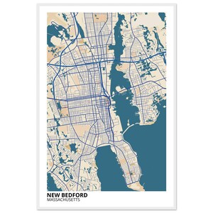 New Bedford Massachusetts Modern City Map Print