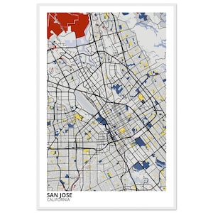 Poster con mappa della città di San Jose, California / Stampa personalizzata / Arte murale moderna minimalista / Arredamento per la casa