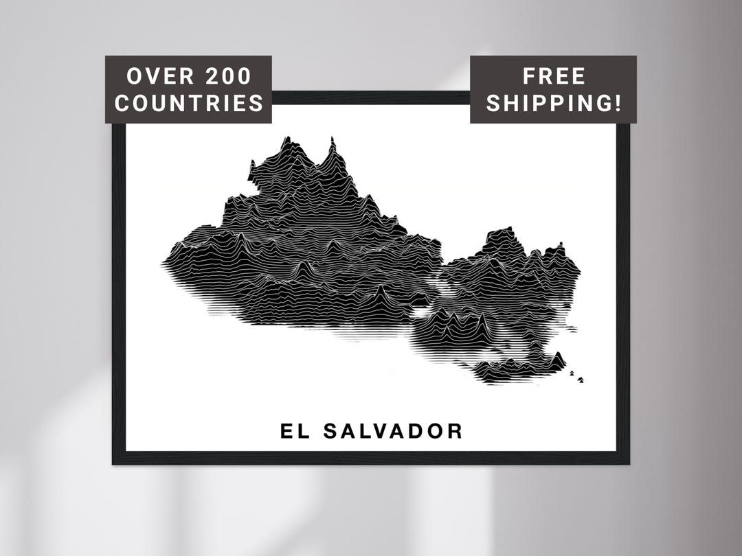 El Salvador Elevation Map Poster Print | Minimalist Topographic Relief ...