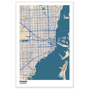 Miami Florida Modern City Map Print