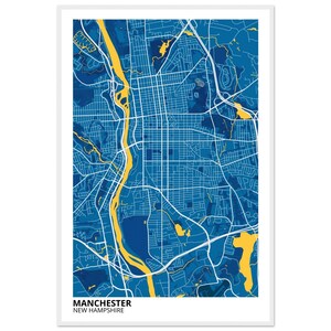 Manchester New Hampshire City Map Poster | Personalized Print | Minimalist Modern Wall Art | Home Decor