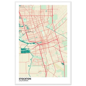 Stockton California Modern City Map Print