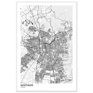 Santiago Chile Modern City Map Print