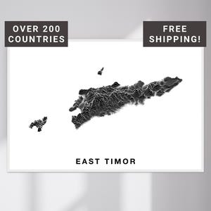 East Timor Elevation Map Poster Print | Minimalist Topographic Relief Wall Art | Home Office Decor | New Home Housewarming Gift