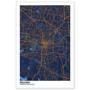 Raleigh North Carolina Modern City Map Print