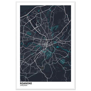 Roanoke Virginia Modern City Map Print