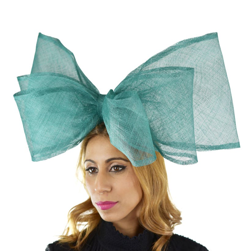Jade Green Large Bow Fascinator Ascot Kentucky Derby Proms **SAMPLE SALE**