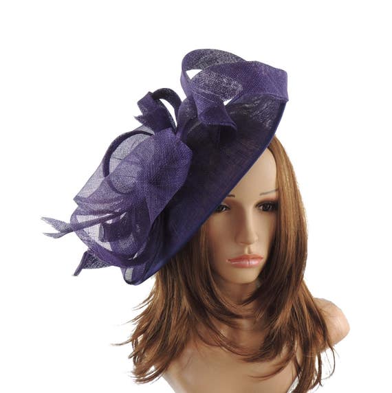 Dark Purple Aubergine Fascinator Hat 