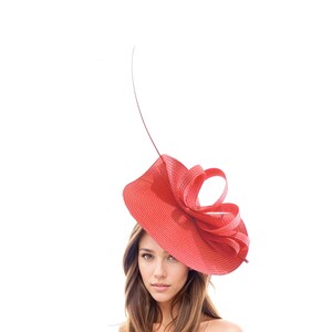 Red Kentucky Derby Fascinator, Red Derby Hat, Red Ascot Fascinator,Red Hatinator,Red Hat for Woman,Red Wedding Fascinator,Red Tea Party Hat