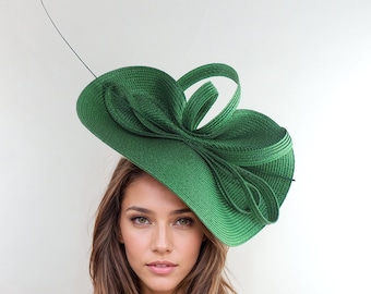 Emerald Bright Jade Green Statement Fascinator Dameshoed Kentucky Derby Oaks Ascot Bruiloften Tuin Cocktail Theekransjes Kerk Hatinator