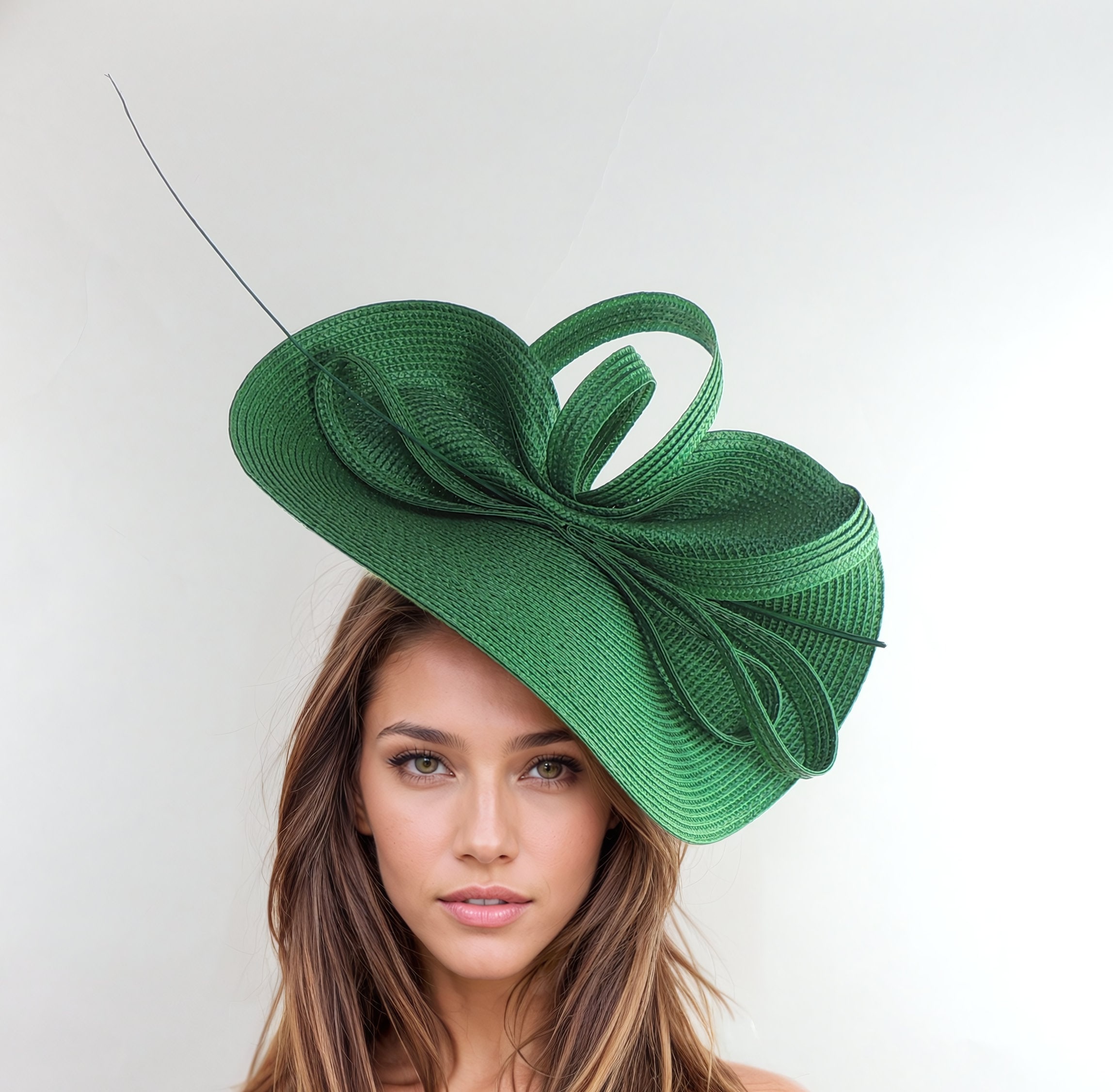 Emerald Bright Green Statement Fascinator Womans Hat Kentucky Derby Oaks  Ascot Weddings Garden Cocktail Tea Parties Church Hatinator