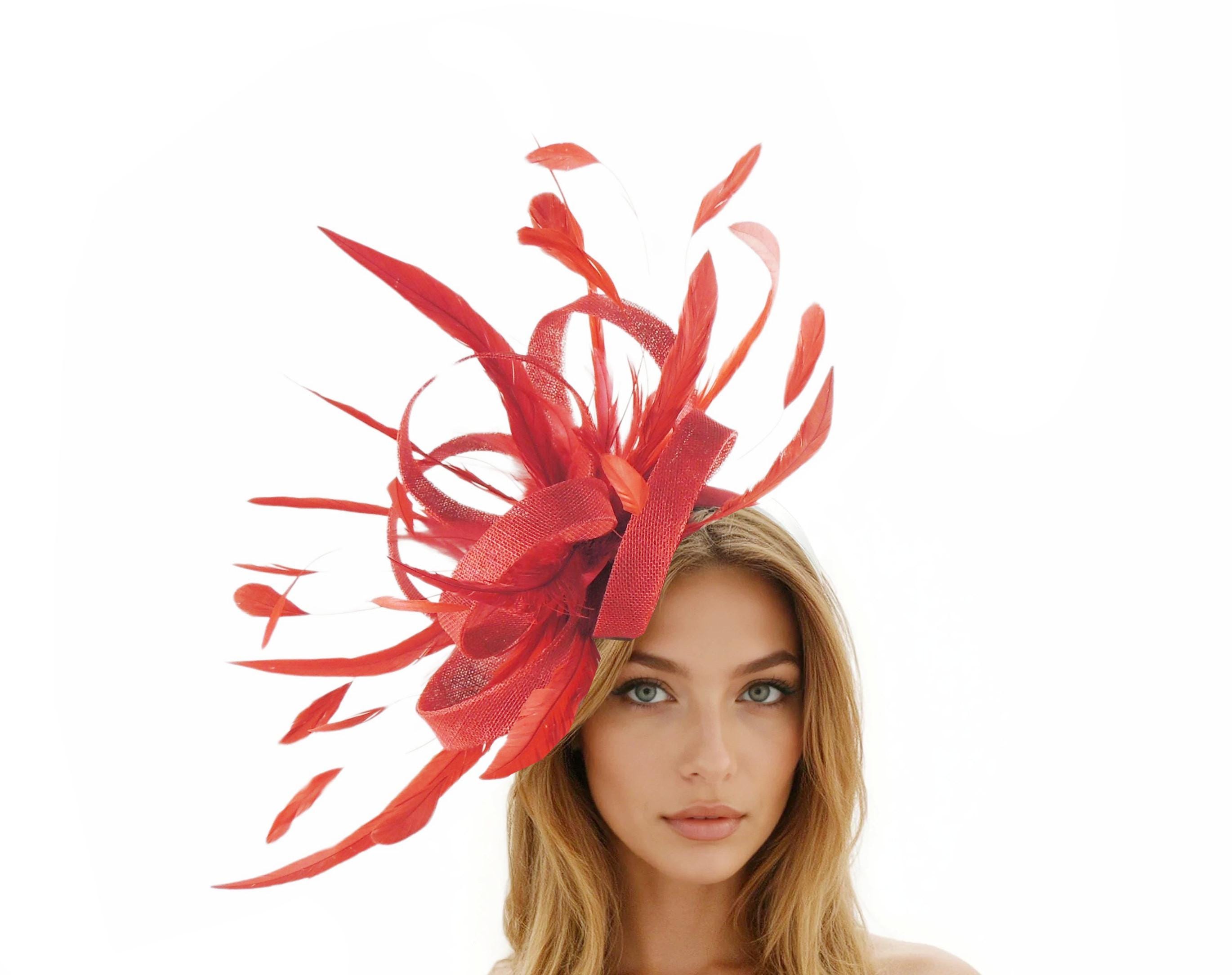 Red Kentucky Derby Hat,bright Red Ascot Fascinator,scarlet  display picture 1