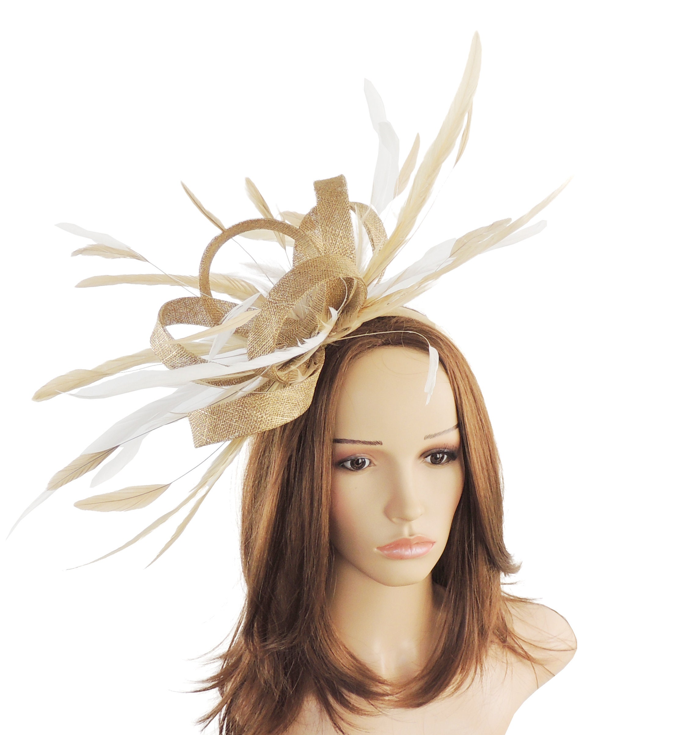 Melik Gold \u0026 Cream Fascinator Kentucky 