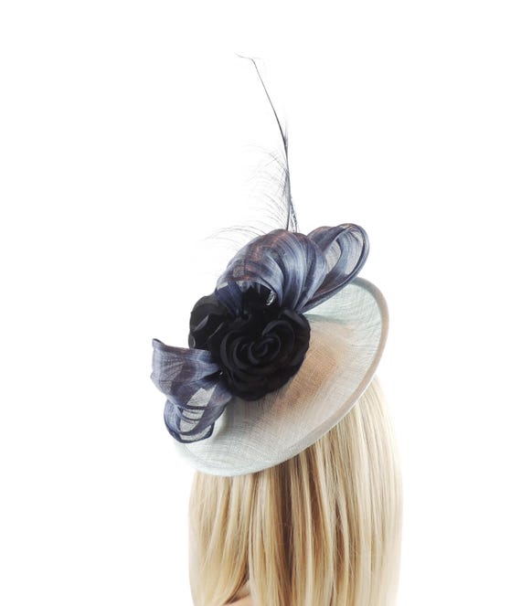 Baby Navy Blue Bow Feather Fascinator Hat Headband for Women  display picture 2