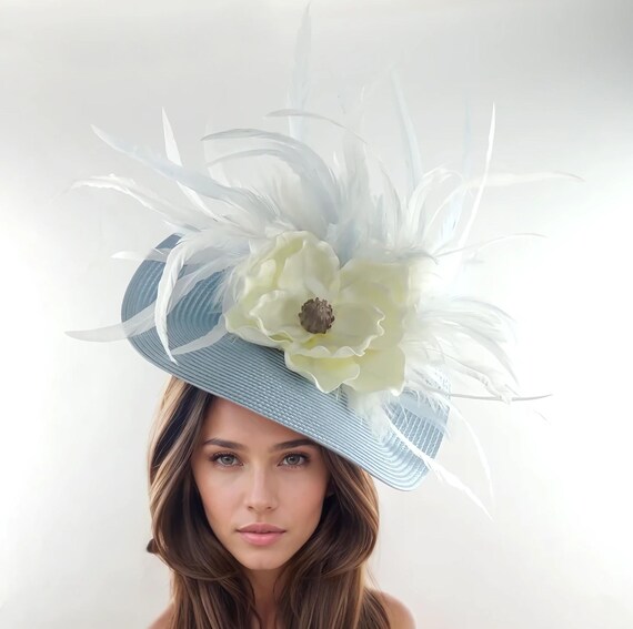 Copricapo fascinator da donna per tea party, matrimonio, fiore, piuma, cappello con fascia e clip, accessori per capelli, per cocktail, matrimoni, chiesa, Verde, Etichettalia unica