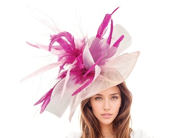 Fuchsia Candy Pink Large Statement Hatinator Fascinator Ascot Derby Kentucky Wedding Tea Party Ladies Day Headpiece Headwear Custom Hat