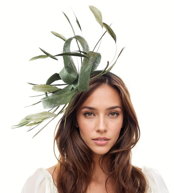 Olive Green Kentucky Derby Hat,dark Green Ascot Fascinator  display picture 3