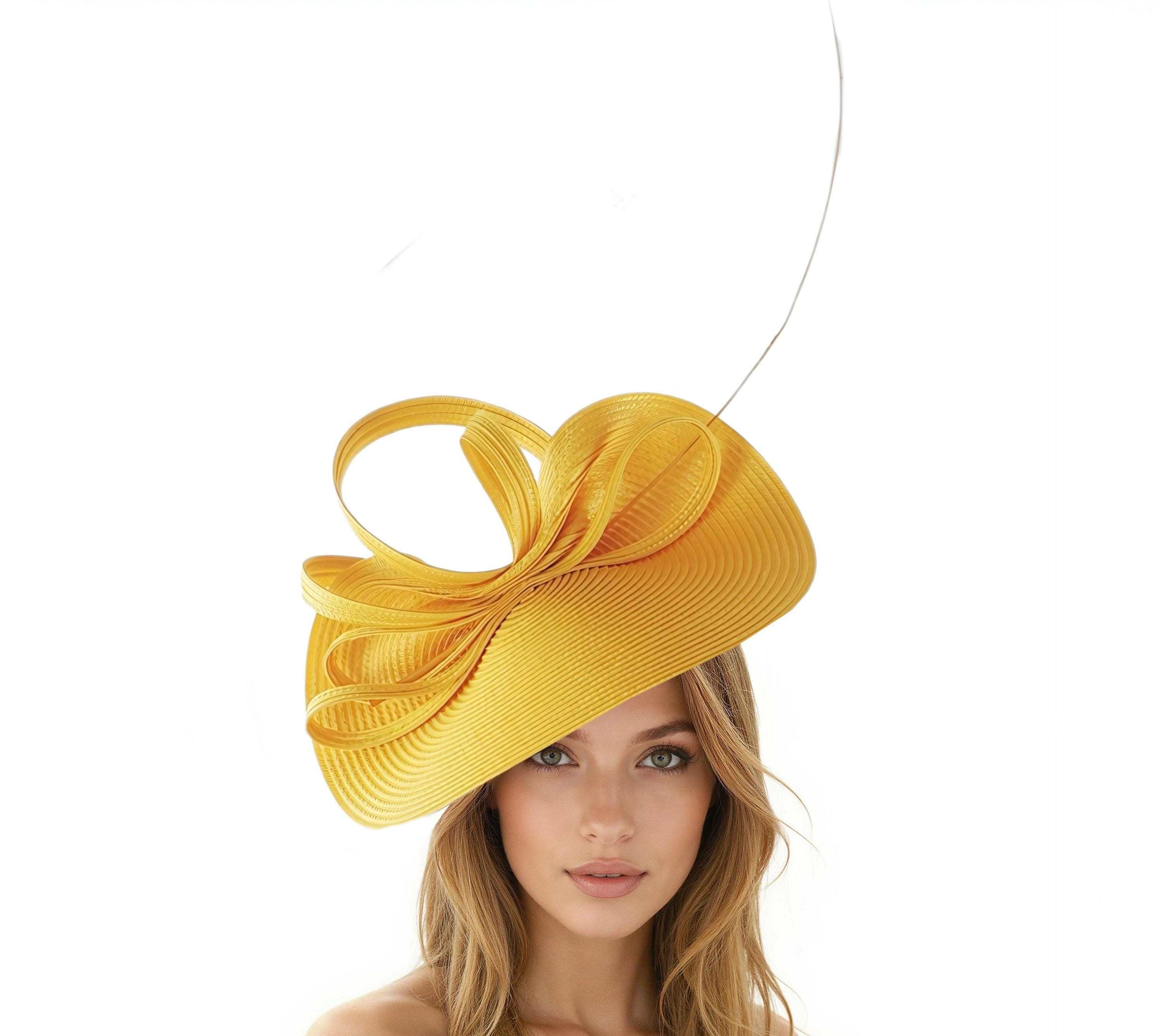Gorgeous Giovannio yellow track fascinator hat - excellent condition, worn 2x Yellow Fascinator Hats for Women,yellow Kentucky Derby Hat  main image 3