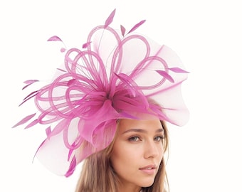 Magenta Dark Pink Hatinator Fascinator Royal Ascot Kentucky Derby Melburne Dubai Weddings Cocktail Party Ladies Day Headpiece Headwear Hat