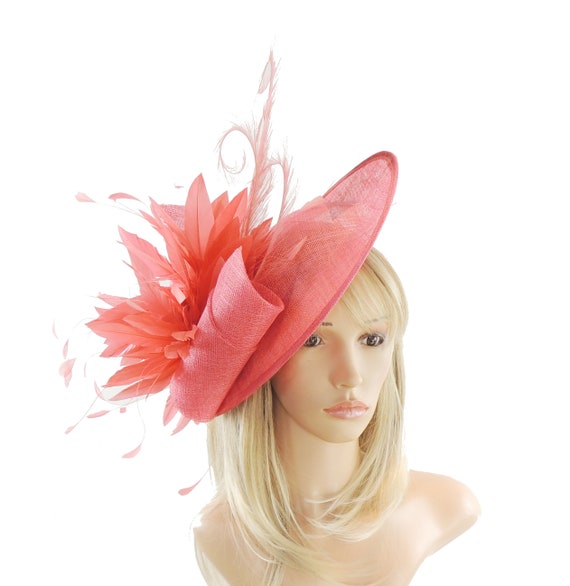 Coral Pink Adonis Fascinator Saucer 