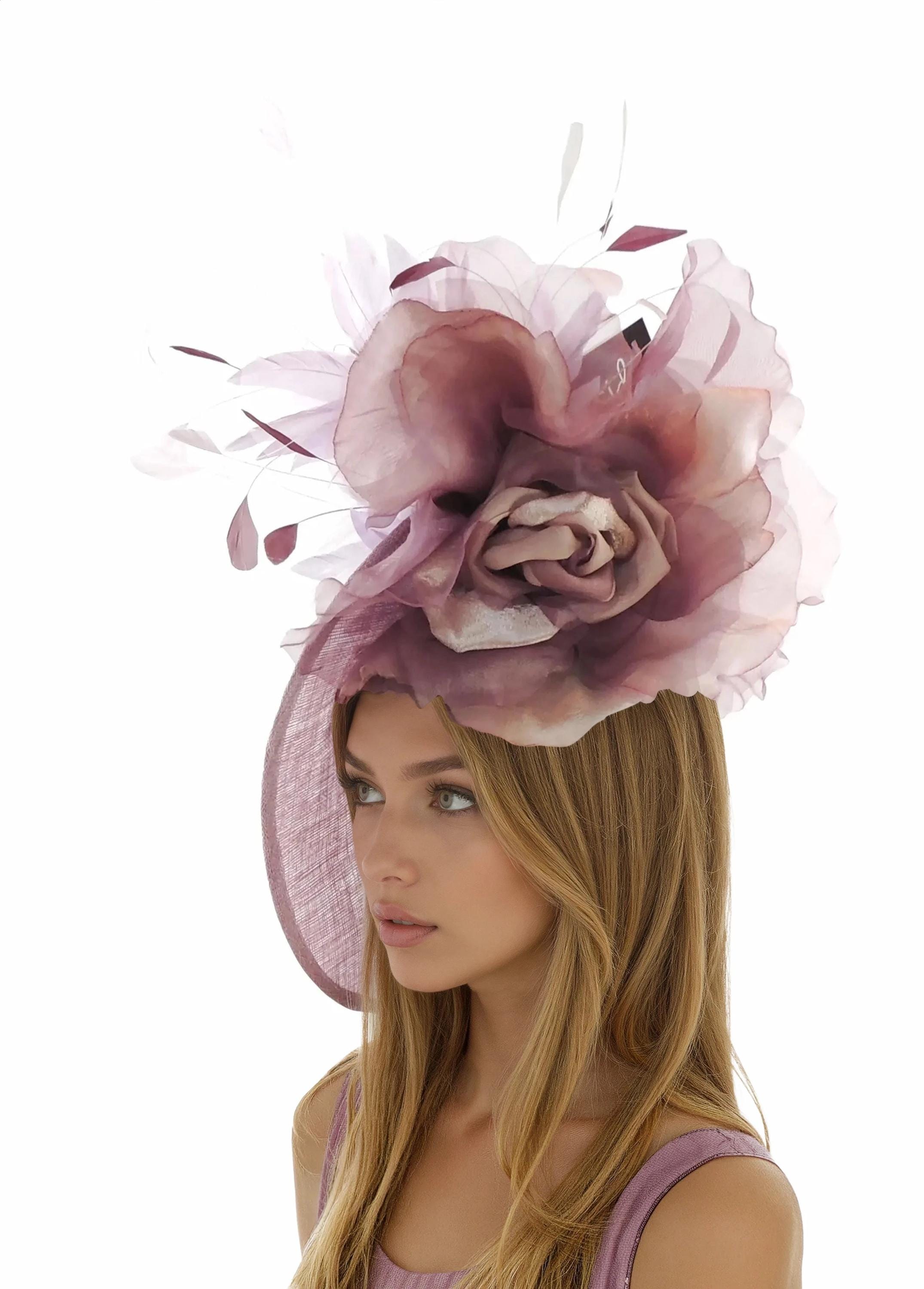 Fascia Per Capelli Con Fiore E Piume, Cerchietto E Clip, Donna, Per Matrimoni E Royal Ascot - Foto 2