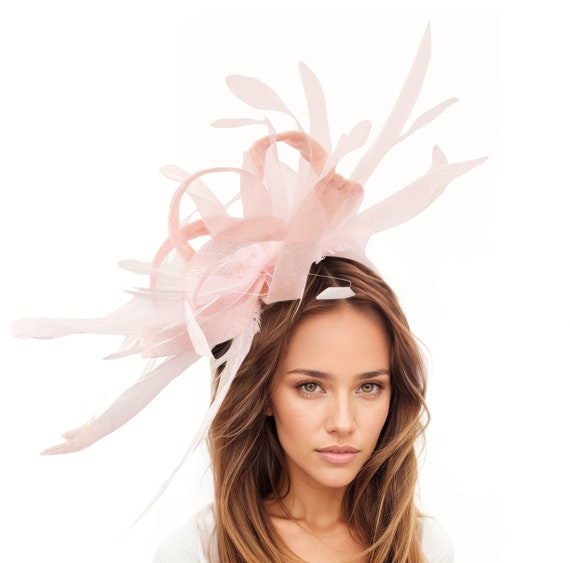 Pale Baby Pink Statement Fascinator Hatinator Hat Kentucky  display picture 2