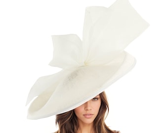 Ivory Statement Hatinator Kentucky Derby Fascinator Womens Ascot Headwear Ladies Day Hats Formal Occasion Feather Headpiece  High Tea Party