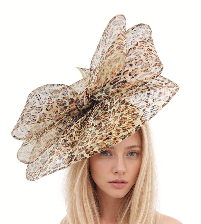 Metallic Gold Kentucky Derby Hat,Gold Ascot Hat,Gold Fascinator,Formal Occasion Hat,Wedding Guest Hat,Races Headwear Headband Fascinator Hat Leopard Print