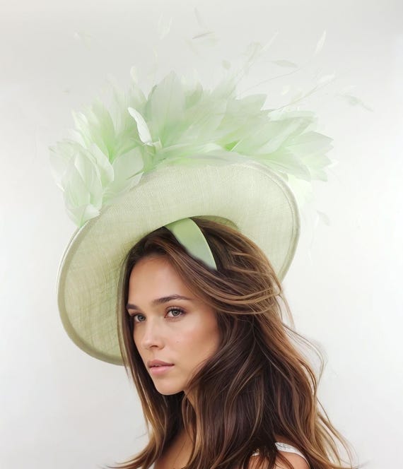 Mint Green Fascinator Hats for Women,mint Kentucky Derby Hat  display picture 1