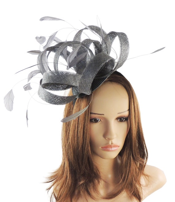 grey fascinator hat