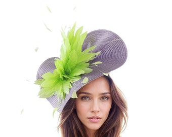 Lavender Lilac Lime Acid Green Saucer Disc Kentucky Derby Fascinator Hat Ascot Wedding Hatinator Cocktail Formal Womens Races Tea Party