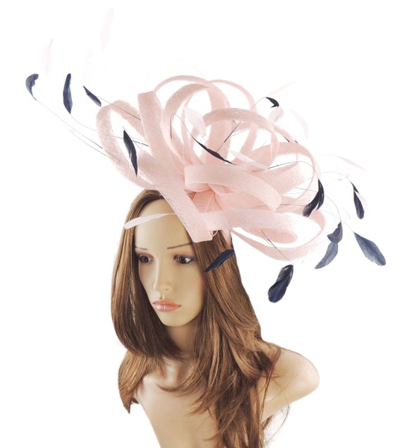 Persian Candy Pink Navy Blue Fascinator 