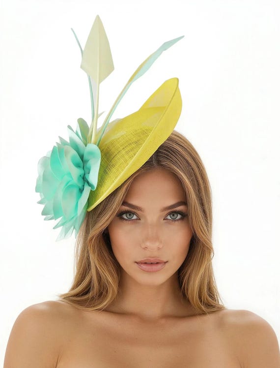 New Kentucky Derby Lime Green Pleated Mesh Fascinator Hat Headband Headpiece Linda Lime Green - Kentucky Derby Hat main image 2