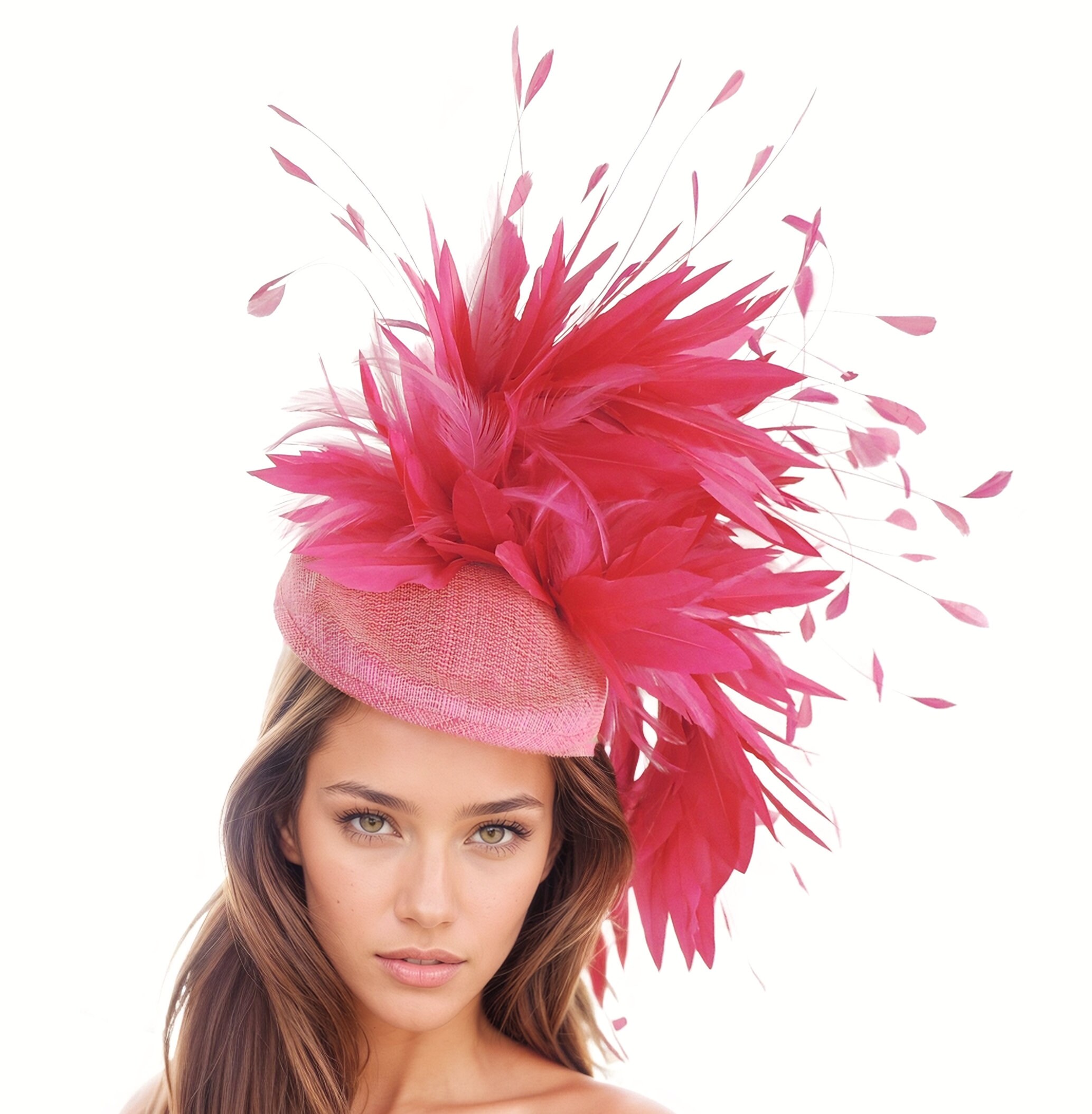 Fuchsia Hot Pink Fascinator Hat Kentucky Derby Ascot Pillbox 