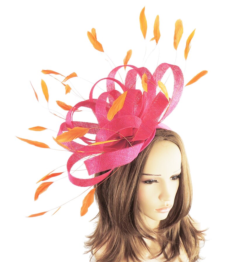 Persian Fuchsia Pink Orange Fascinator 