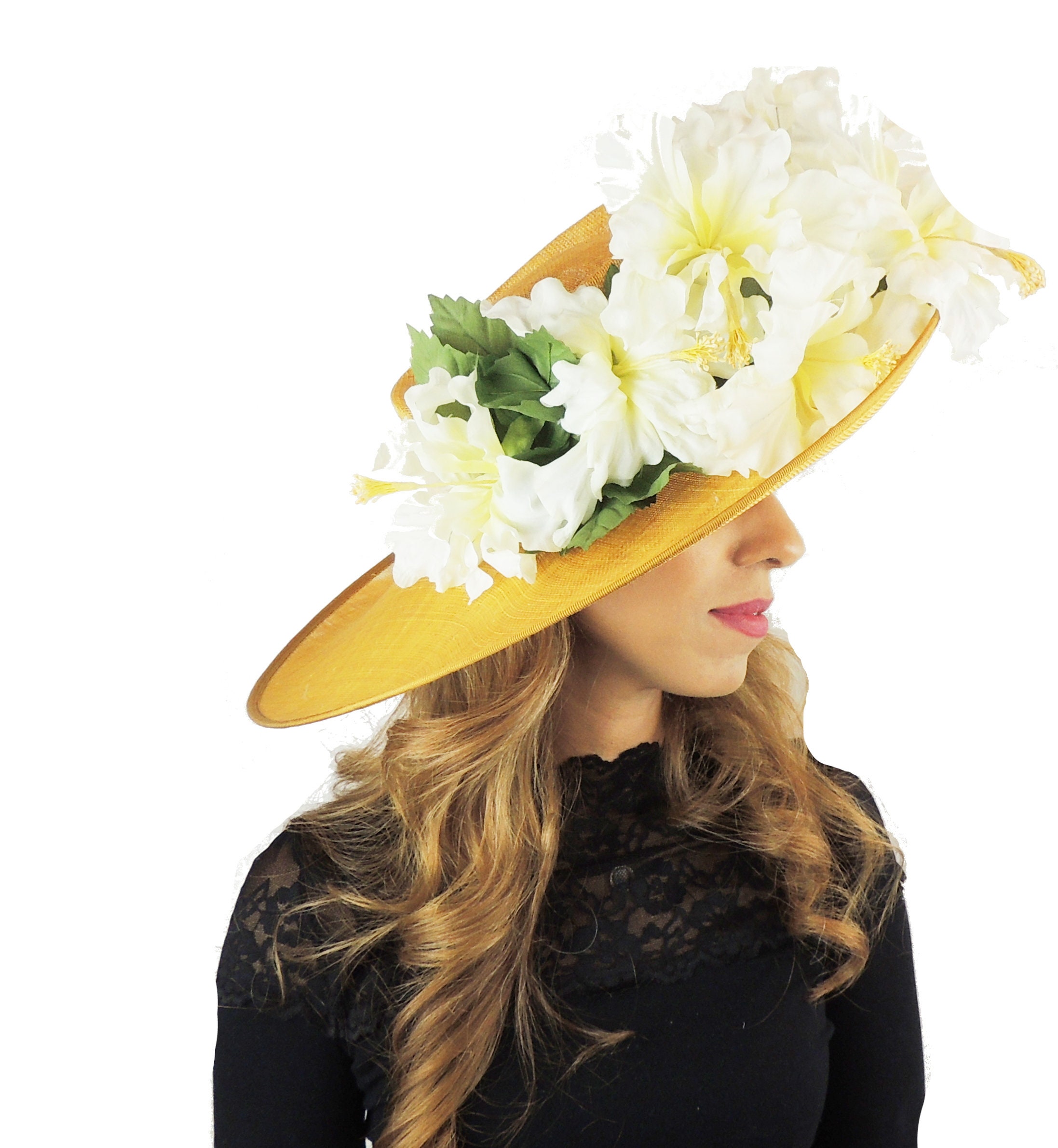 Gold \u0026 Cream Formal Ascot Hat for 