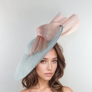 Baby Blue Pale Pink Elegant Wedding Fascinator Hat For Woman Ascot Kentucky Derby Garden Tea Party Wedding Headband Statement Formal Chuch