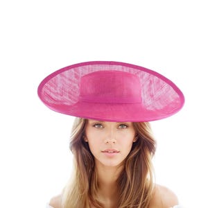 SMALL HEAD 55cm Fuchsia Pink Form Back Up Turned Millinery SInamay Fascinator Hat Base DIY Material Projects Millinery Supply Wedding Racing
