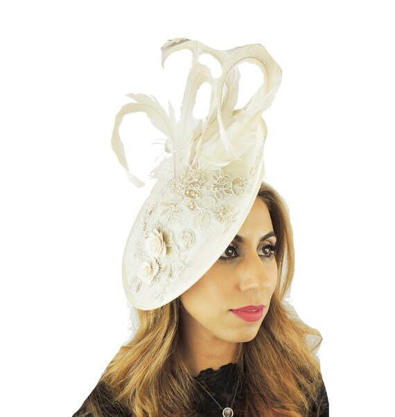 Nell Cream \u0026 Gold Fascinator Hat for 